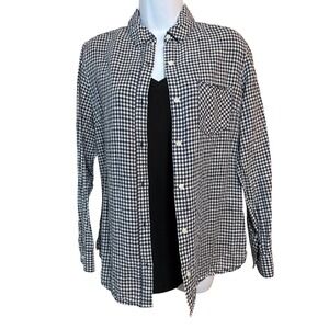 Banana Republic Classic Fit Gingham Button Down Shirt Linen Cotton Blue Small